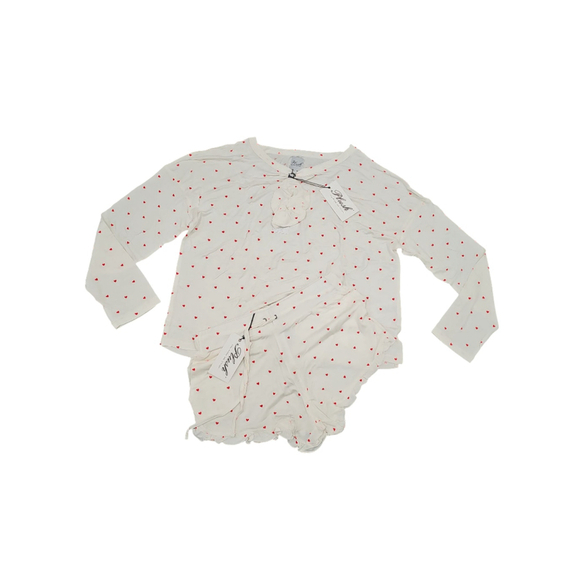 Revolve Plush Pajama Set Size S White Red Heart Print - Picture 3 of 8